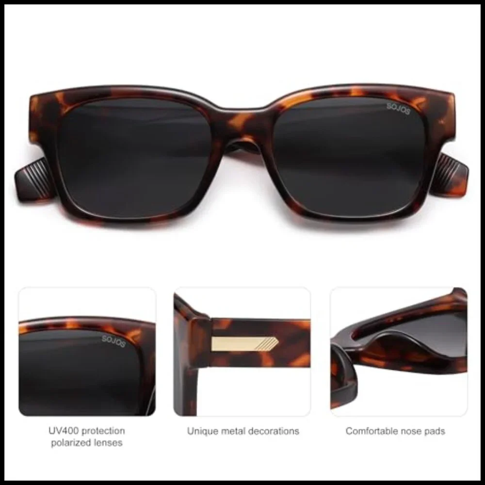 Classic Square Polarized Sunglasses with Plastic Frame